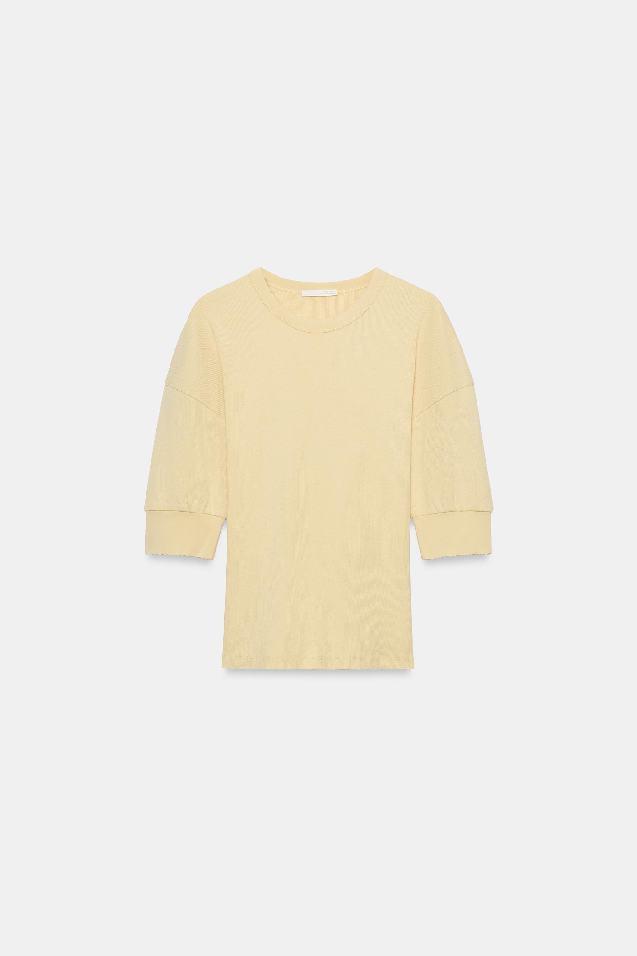 T-SHIRT CÔTELÉ MANCHES AMPLES